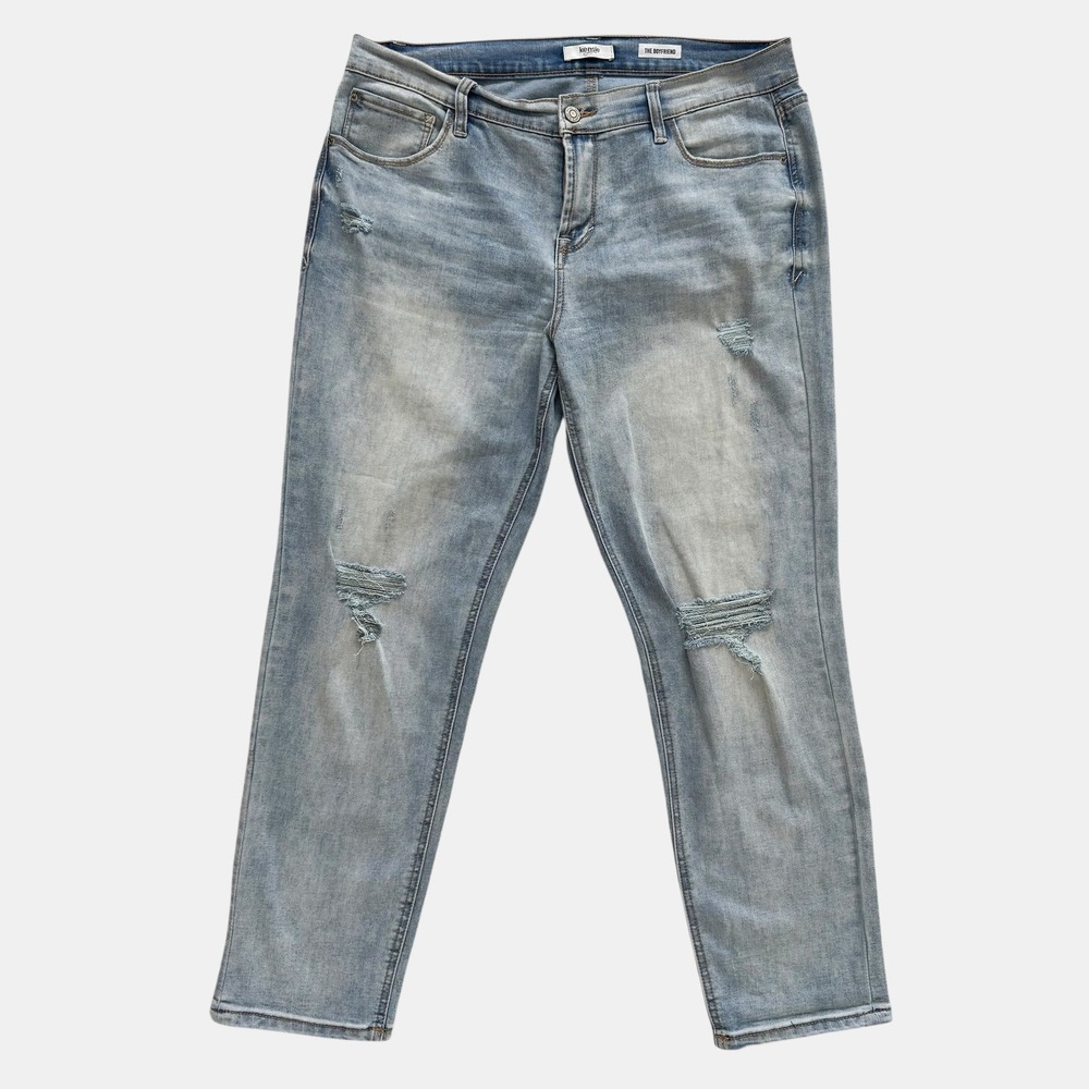 Kensie Jeans The Boyfriend Light Wash Distressed Edgy Streetwear Womens Sz 10 30